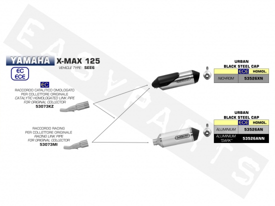 Silenziatore ARROW Urban Dark Yamaha X-Max 125i E4 2018-2020